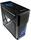     *
      Black "bulletproof" armor design with metal mesh elements.
    *
      Top and front blue LED-fan enhancing combat ambience.
    *
      Massive protective front door for drive access.
    *
      Bottom based PSU for optimized cooling.
    *
      Big triangular side panel ...