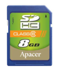 Secure Digital Card,  Apacer Secure Digital High Capacity (SDHC),  8.0GB,  Class 6